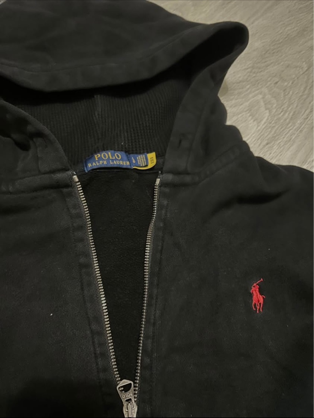 Polo by Ralph Lauren Black Hooded Zip Jacket with Red Pony